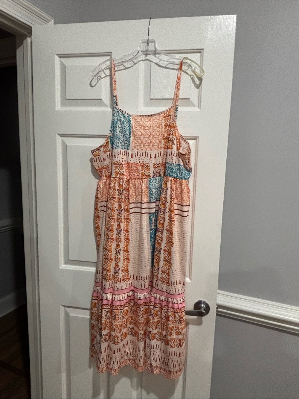 Boho Print Spaghetti-Strap Maxi Dress - Peach Multi